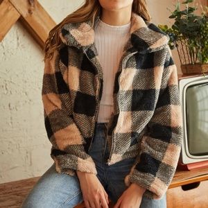 Gingham Teddy Zip Jacket